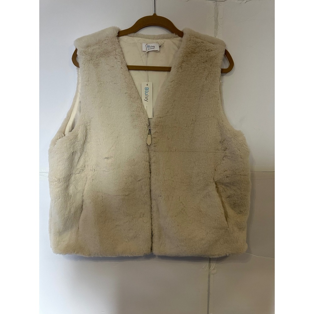 Bluiyy‎ Young Contemporary Women's Faux Fur Vest Sleeveless Jacket Size L